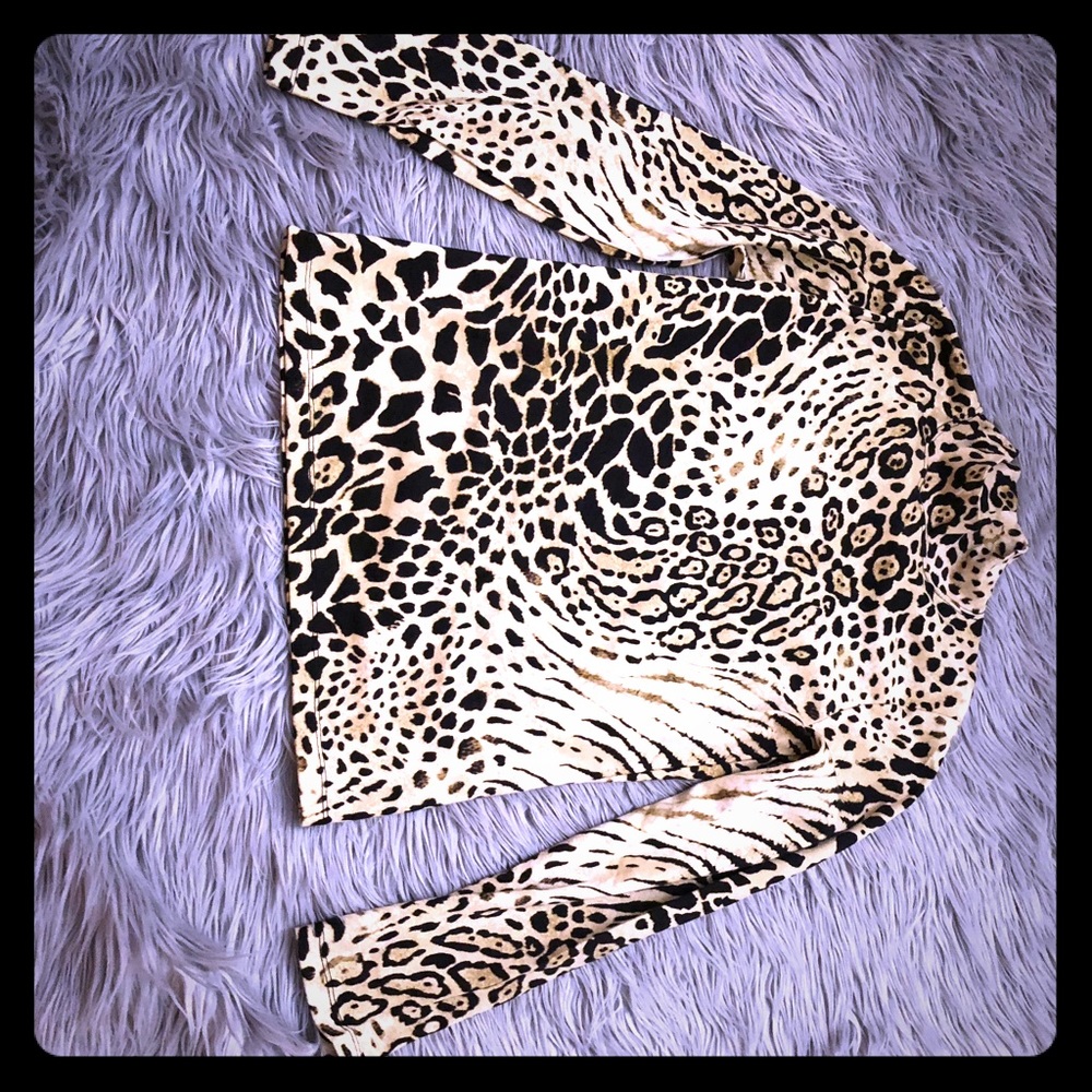 Animal print turtle neck